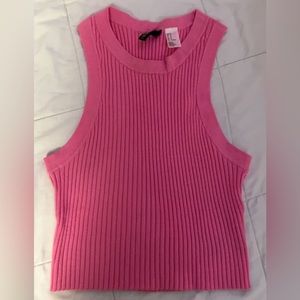 Pink, ribbed textured, tank top